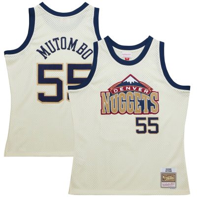 Dikembe Mutombo Denver Nuggets Chainstitch Swingman Jersey - Cream