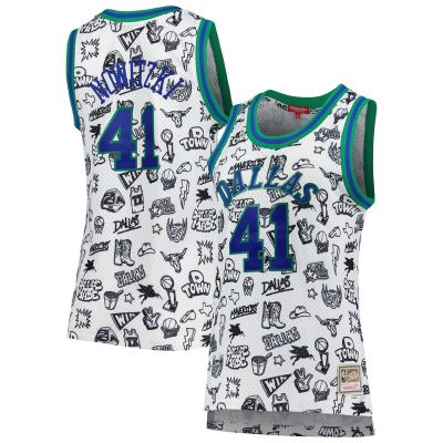 Dirk Nowitzki Dallas Mavericks Women's 1998 Doodle Swingman Jersey - White