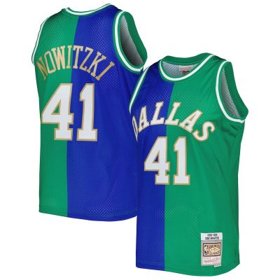 Dirk Nowitzki Dirk Nowitzki Hardwood Classics 1998/2019 Split Swingman Jersey - Blue/Green