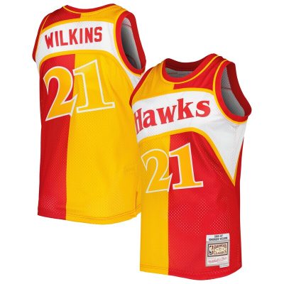 Dominique Wilkins Atlanta Hawks Hardwood Classics 1986/87 Split Swingman Jersey - Yellow/Red