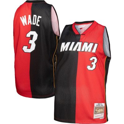 Dwyane Wade Miami Heat Big & Tall Hardwood Classics 2005/06 Split Swingman Jersey - Black/Red