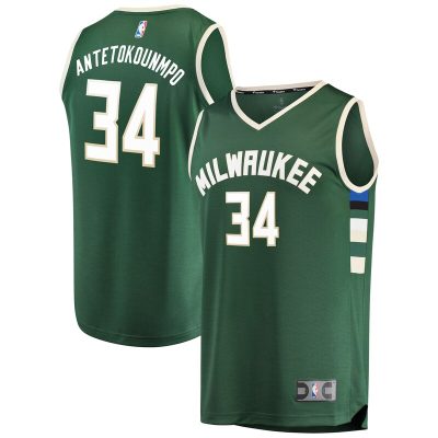 Giannis Antetokounmpo Milwaukee Bucks Fast Break Replica Jersey Green - Icon Edition