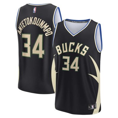 Giannis Antetokounmpo Milwaukee Bucks Fast Break Replica Player Jersey - Statement Edition - Black