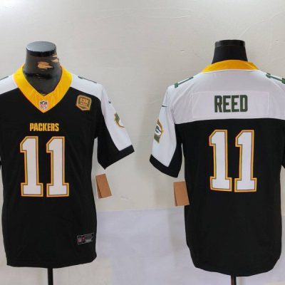 Green Bay Packers #11 Jayden Reed Black/White 2024 F.U.S.E. Home Patch 13 Time World Champions Vapor Untouchable Limited Football Stitched Jersey