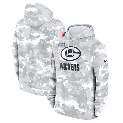 Green Bay Packers 2024 Salute To Service Big & Tall Club Fleece Pullover Hoodie - Arctic Camo