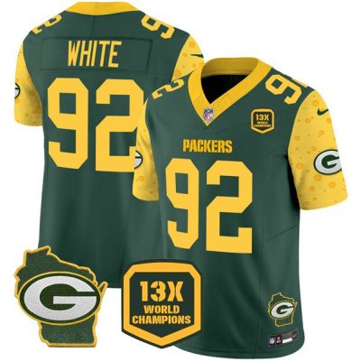 Green Bay Packers #92 Reggie White Green 2024 F.U.S.E. 13 Time World Champions And Home Patch Vapor Untouchable Limited Football Stitched Jersey