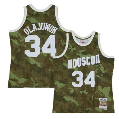 Hakeem Olajuwon Houston Rockets Hardwood Classics 1993/94 Ghost Green Swingman Jersey - Camo