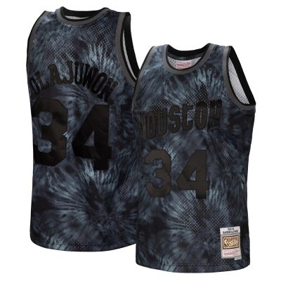 Hakeem Olajuwon Houston Rockets Hardwood Classics 1993/94 Tie-Dye Swingman Jersey - Black