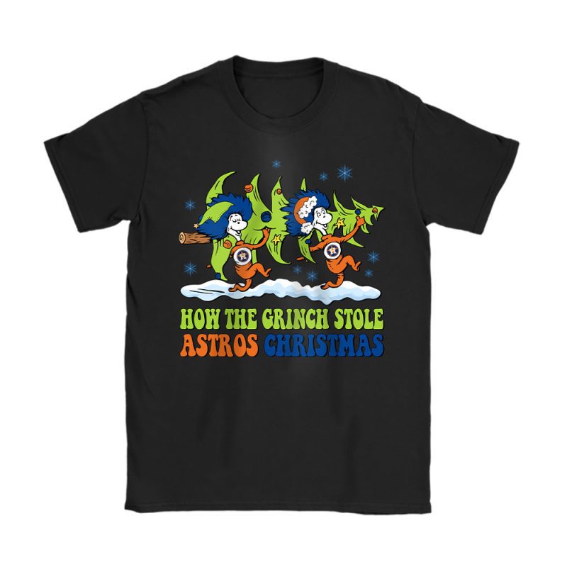 Houston Astros Merry Christmas MLB Gift For Fan Cute Grinch Unisex T-Shirt Cotton Tee TAT21748