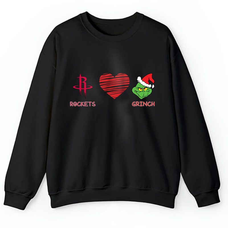 Houston Rockets Merry Christmas NBA Gift For Fan Cute Grinch Unisex Sweatshirt TAH21746