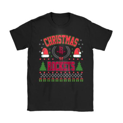 Houston Rockets Merry Christmas NBA Gift For Fan Cute Santa Hohoho Unisex T-Shirt Cotton Tee TAT21747