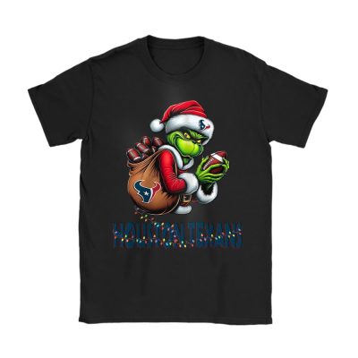 Houston Texans Merry Christmas NFL Gift For Fan Cute Grinch Unisex T-Shirt Cotton Tee TAT20594