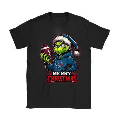 Houston Texans Merry Christmas NFL Gift For Fan Cute Grinch Unisex T-Shirt Cotton Tee TAT20595