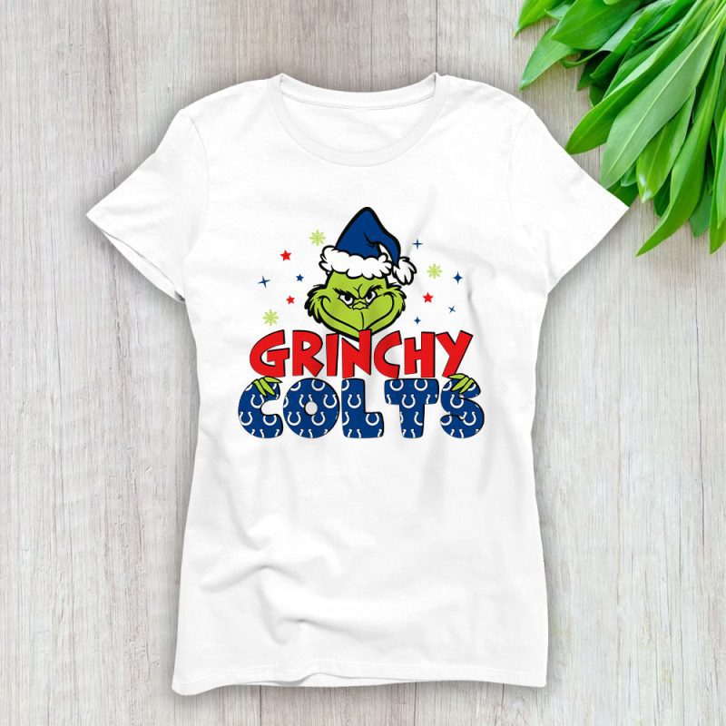 Indianapolis Colts Merry Christmas NFL Gift For Fan Cute Grinch Lady T-Shirt Women Tee LTL20654