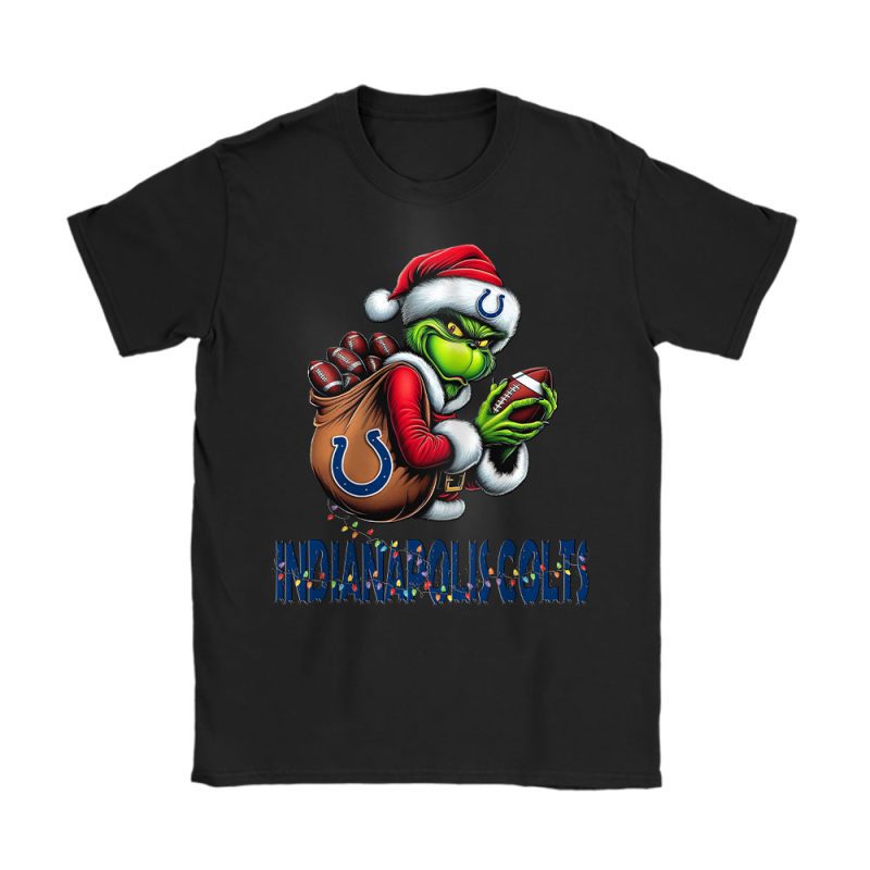 Indianapolis Colts Merry Christmas NFL Gift For Fan Cute Grinch Unisex T-Shirt Cotton Tee TAT20629