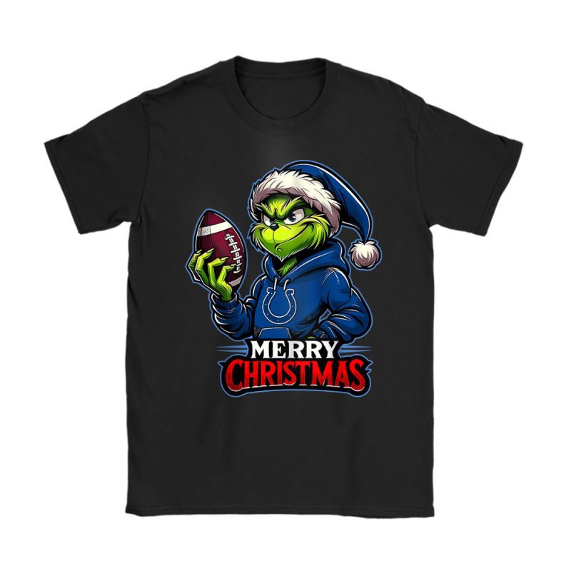 Indianapolis Colts Merry Christmas NFL Gift For Fan Cute Grinch Unisex T-Shirt Cotton Tee TAT20630