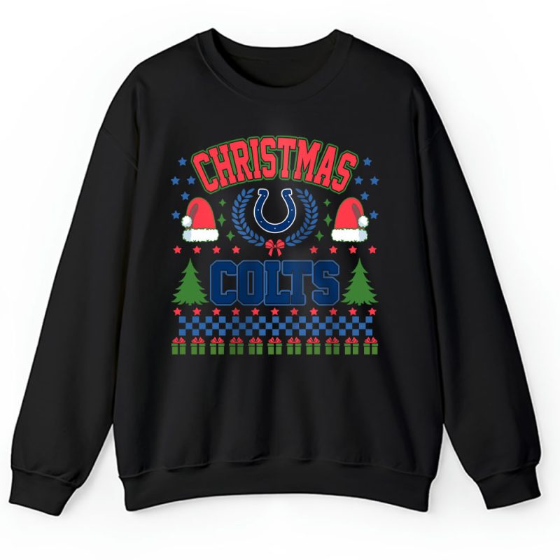 Indianapolis Colts Merry Christmas NFL Gift For Fan Cute Santa Hohoho Unisex Sweatshirt TAH20656