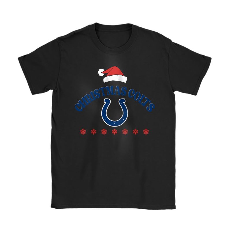 Indianapolis Colts Merry Christmas NFL Gift For Fan Cute Santa Hohoho Unisex T-Shirt Cotton Tee TAT20655