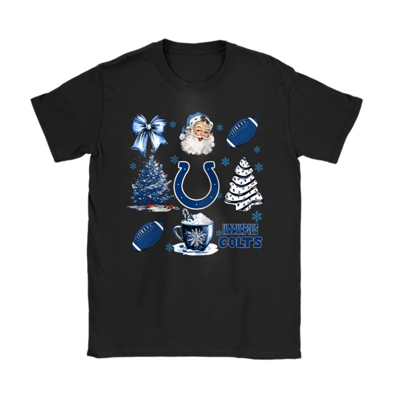 Indianapolis Colts Merry Christmas NFL Gift For Fan Santa Xmas Family Christmas Unisex T-Shirt Cotton Tee TAT20657