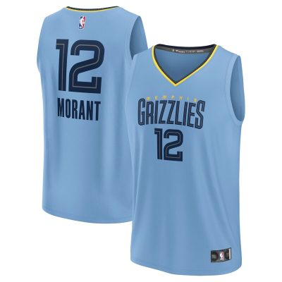 Ja Morant Memphis Grizzlies Fast Break Replica Player Jersey - Statement Edition - Light Blue