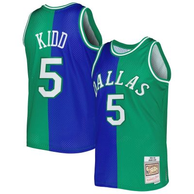 Jason Kidd Dallas Mavericks Hardwood Classics 1994/95 Split Swingman Jersey - Blue/Green