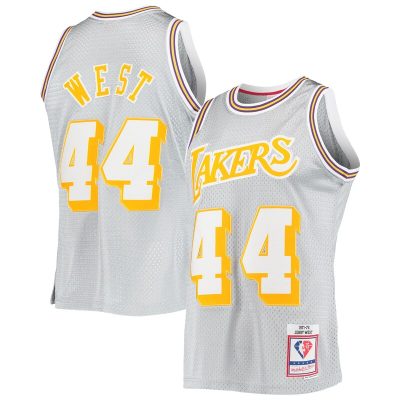 Jerry West Los Angeles Lakers 75th Anniversary 1971/72 Hardwood Classics Swingman Jersey - Silver