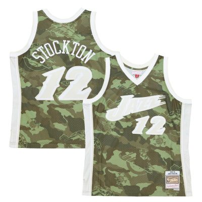 John Stockton Utah Jazz Hardwood Classics 1998/99 Ghost Green Swingman Jersey - Camo