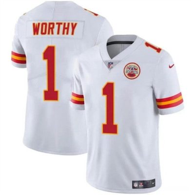 Kansas City Chiefs #1 Xavier Worthy White Vapor Untouchable Limited Football Stitched Jersey