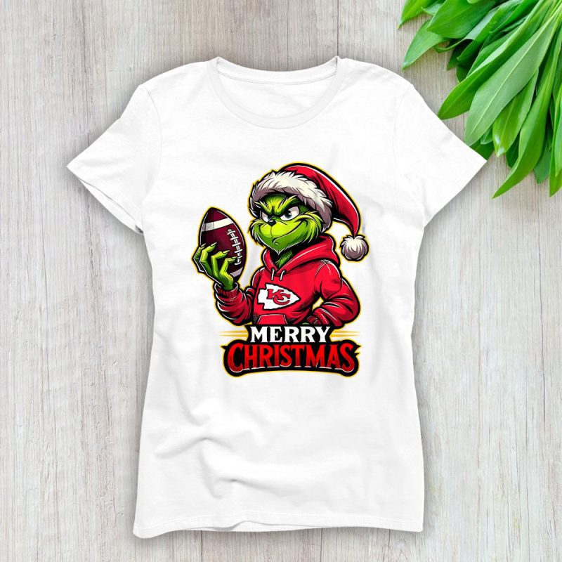 Kansas City Chiefs Merry Christmas NFL Gift For Fan Cute Grinch Lady T-Shirt Women Tee LTL20700