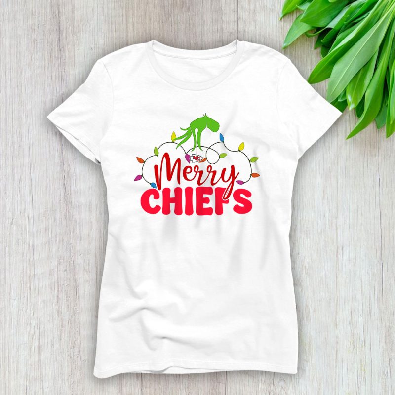 Kansas City Chiefs Merry Christmas NFL Gift For Fan Cute Grinch Lady T-Shirt Women Tee LTL20719