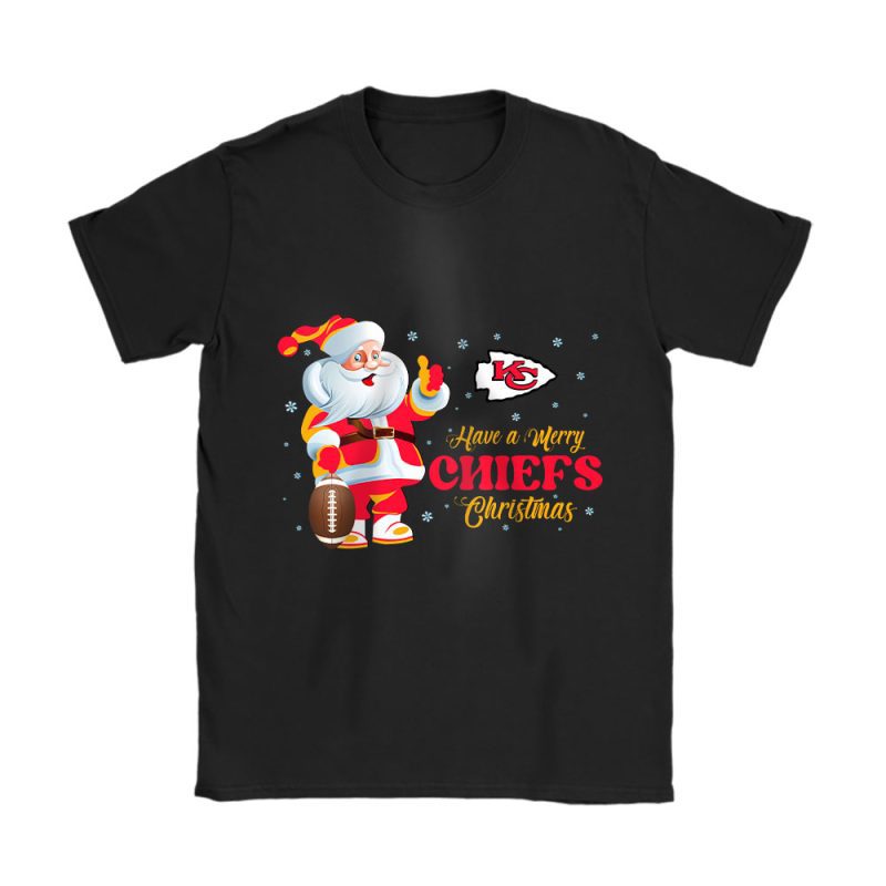 Kansas City Chiefs Merry Christmas NFL Gift For Fan Cute Santa Hohoho Unisex T-Shirt Cotton Tee TAT20718