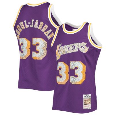 Kareem Abdul-Jabbar Los Angeles Lakers 1996-97 Hardwood Classics NBA 75th Anniversary Diamond Swingman Jersey - Purple