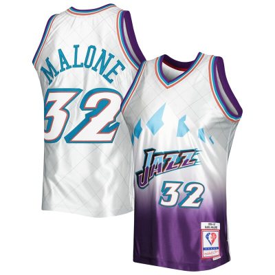 Karl Malone Utah Jazz 1996/97 Hardwood Classics 75th Anniversary Swingman Jersey - Platinum