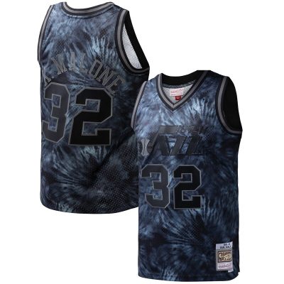 Karl Malone Utah Jazz Hardwood Classics 1991/92 Tie-Dye Swingman Jersey - Black