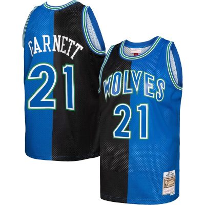 Kevin Garnett Minnesota Timberwolves Hardwood Classics 1995/96 Split Swingman Jersey - Black/Blue