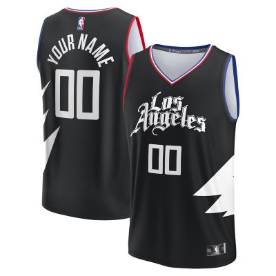 LA Clippers Youth Fast Break Replica Custom Jersey - Statement Edition - Black