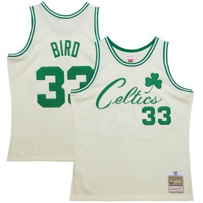 Larry Bird Boston Celtics Chainstitch Swingman Jersey - Cream