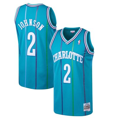 Larry Johnson Charlotte Hornets 1992/93 Hardwood Classics Swingman Jersey - Teal