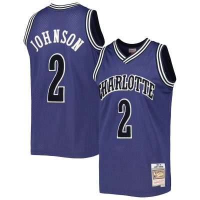 Larry Johnson Charlotte Hornets 1994/95 Hardwood Classics Off-Court Swingman Jersey - Purple