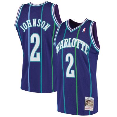 Larry Johnson Charlotte Hornets 1994/95 Hardwood Classics Swingman Jersey - Purple