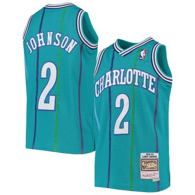 Larry Johnson Charlotte Hornets Youth 1992/93 Hardwood Classics Swingman Jersey - Teal