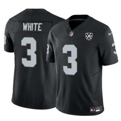 Las Vegas Raiders #3 Zamir White Black 2024 F.U.S.E 65th Anniversary Patch Vapor Football Stitched Jersey