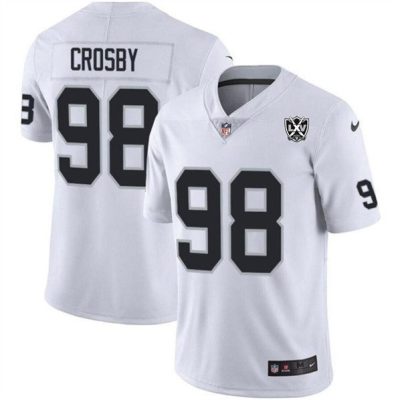 Las Vegas Raiders #98 Maxx Crosby White 2024 65th Anniversary Patch Vapor Limited Football Stitched Jersey