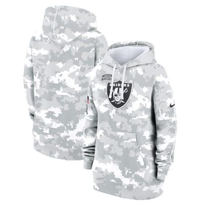 Las Vegas Raiders Women's 2024 Salute To Service Club Fleece Pullover Hoodie - Arctic Camo