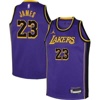 LeBron James Los Angeles Lakers Youth Swingman Jersey - Statement Edition - Purple