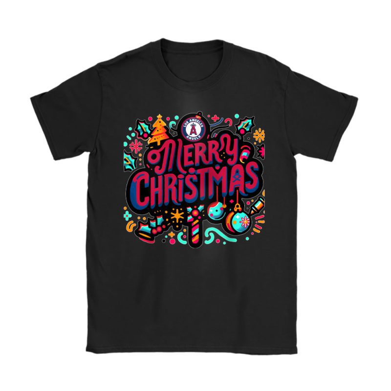 Los Angeles Angels Merry Christmas MLB Gift For Fan Christmas Funny Unisex T-Shirt Cotton Tee TAT21426