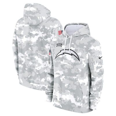 Los Angeles Chargers Youth 2024 Salute To Service Pullover Hoodie - White/Gray