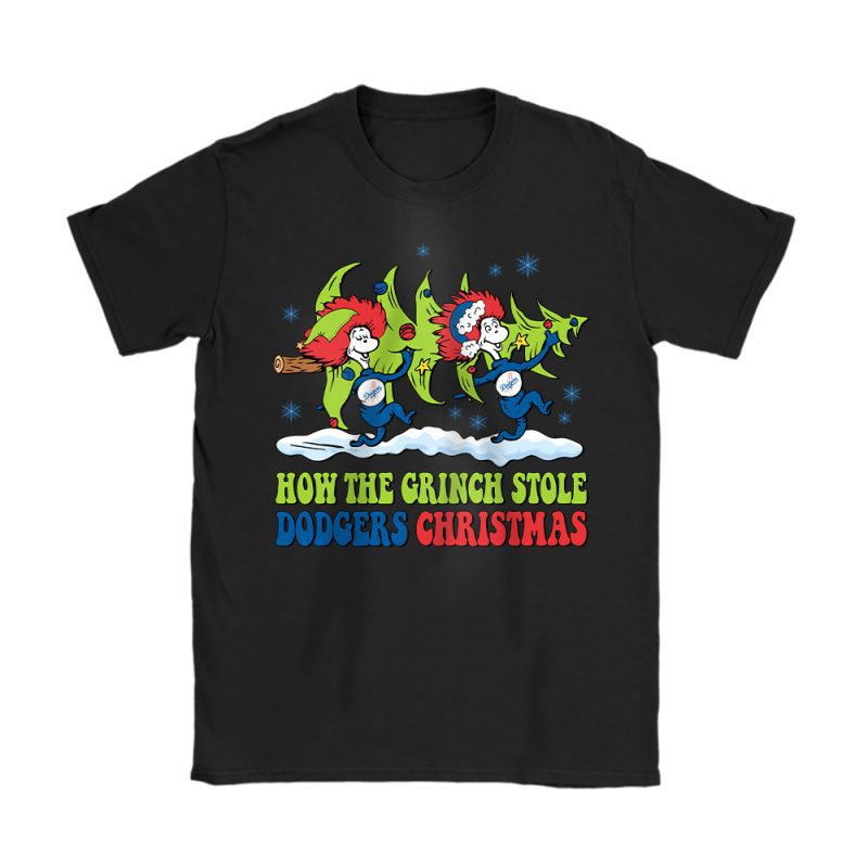 Los Angeles Dodgers Merry Christmas MLB Gift For Fan Cute Grinch Unisex T-Shirt Cotton Tee TAT21768