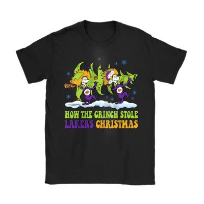 Los Angeles Lakers Merry Christmas NBA Gift For Fan Cute Grinch Unisex T-Shirt Cotton Tee TAT21776