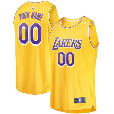 Los Angeles Lakers Youth Fast Break Custom Replica Jersey Gold - Icon Edition